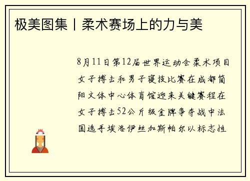 极美图集丨柔术赛场上的力与美